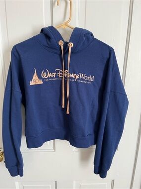 Walt Disney World Hoodie Women's Small Blue 50th Anniversary Cropped Sweatshirt